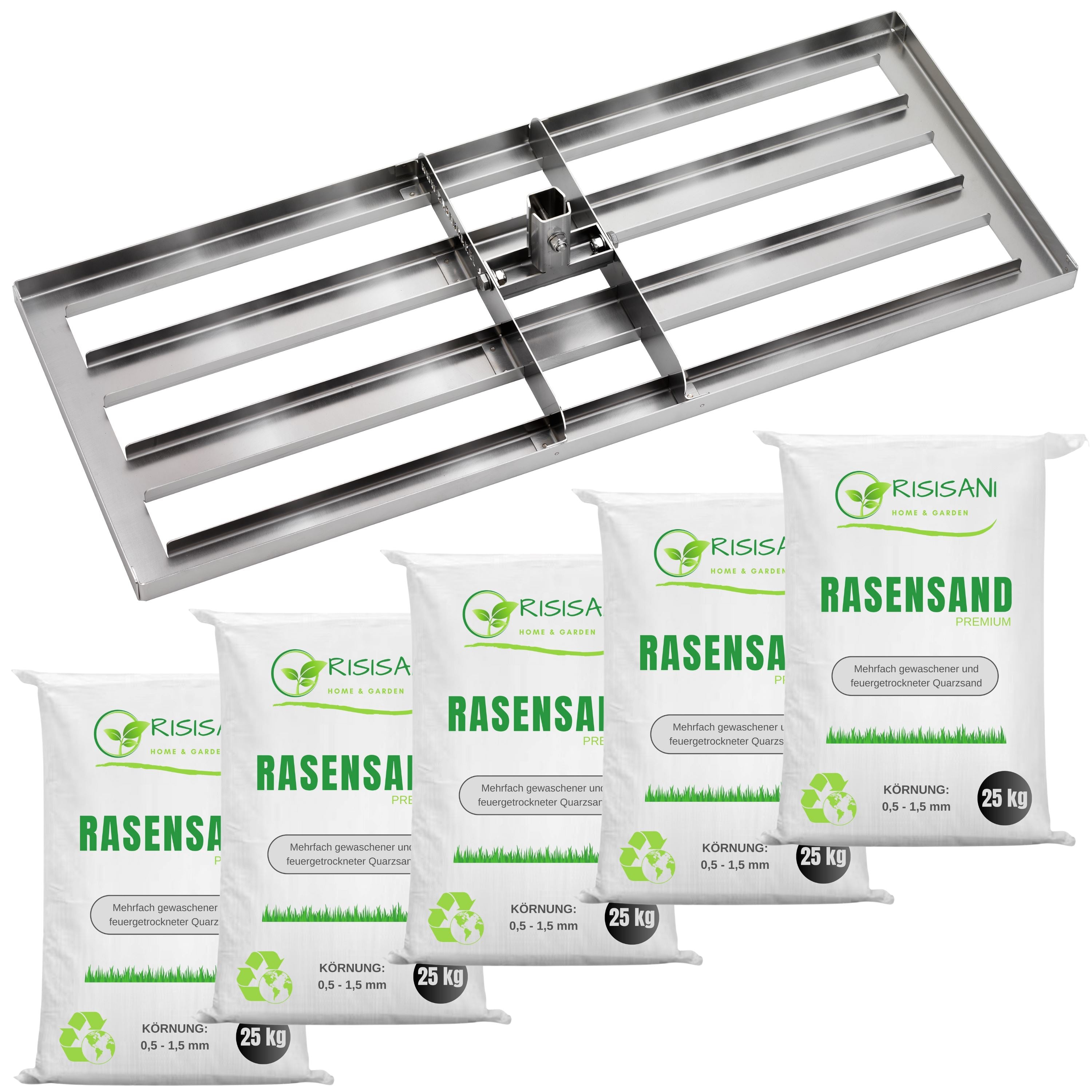 Rasenrakel Set iniziale RISISANI: Premium L-80 + 125 kg di sabbia per prato RISISANI Casa e giardino IT