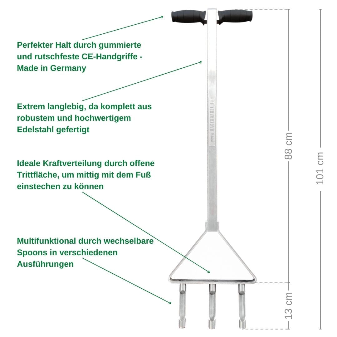 RISISANI Premium Hand-Aerifizierer L-101 in Edelstahl RISISANI Rasenrakel Deutschland