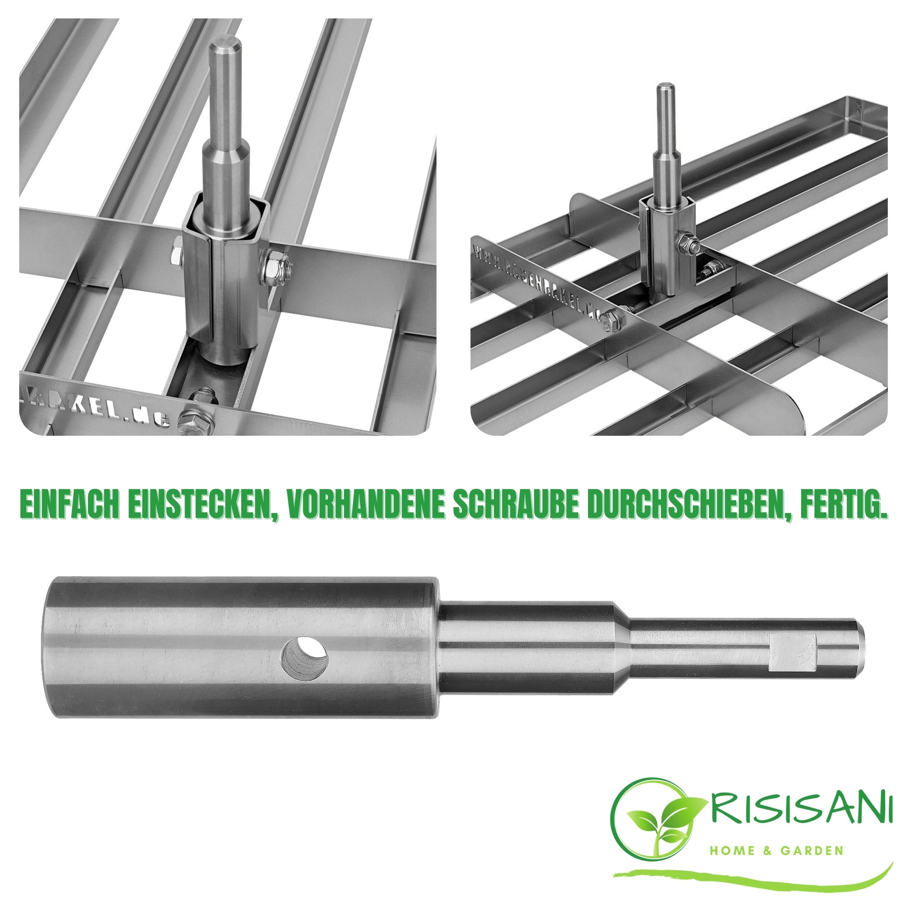 Adapter Premium für Gardena-Stiele auf original Rasenrakel RISISANI