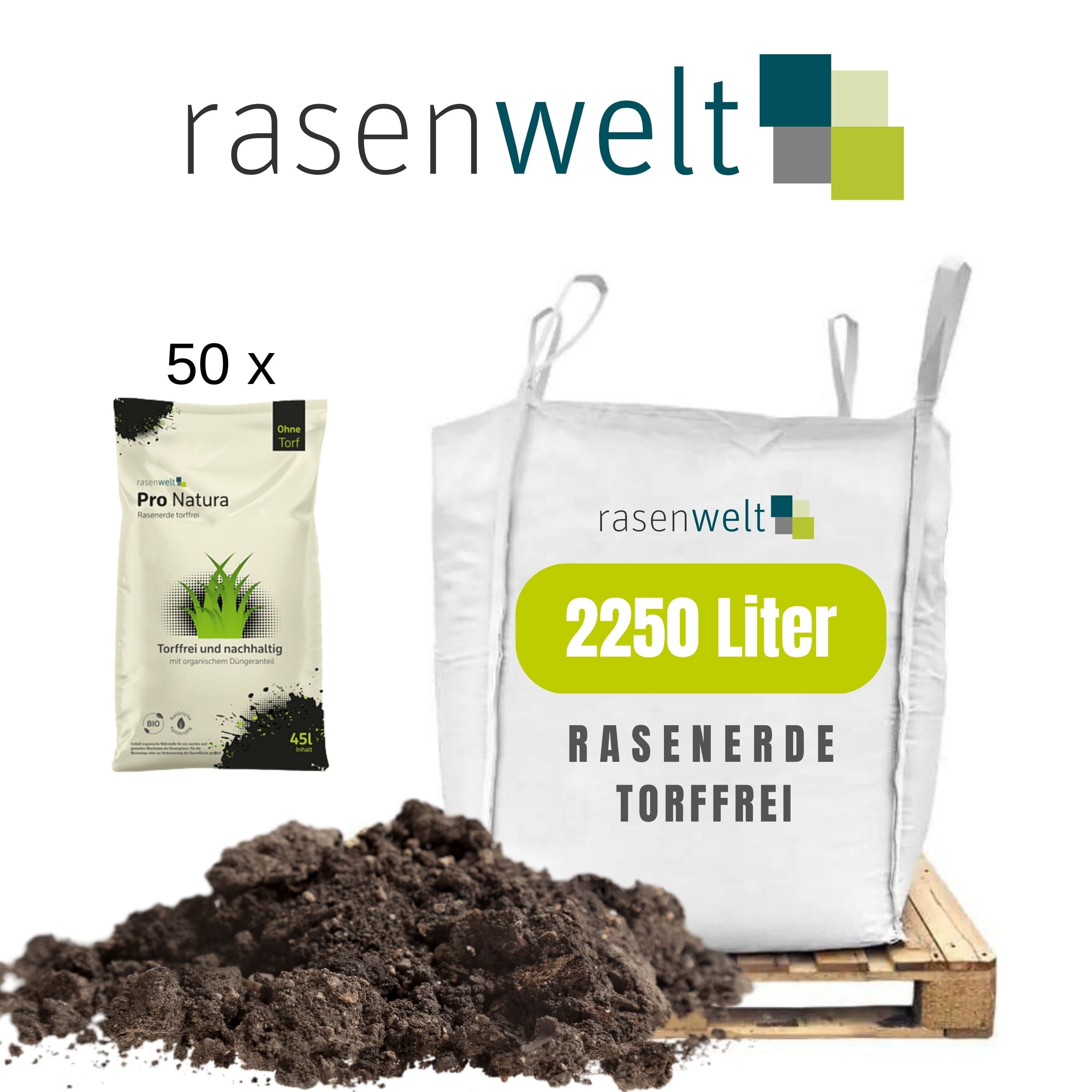 Rasenwelt Rasenerde torffrei - 2250 Liter | 50 x 45 L auf Palette ARENA